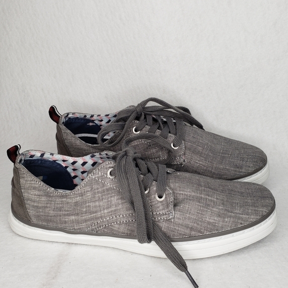 Ben Sherman Mens Gray Linen Look Lace Up Sneakers Sz 8 - Picture 1 of 10